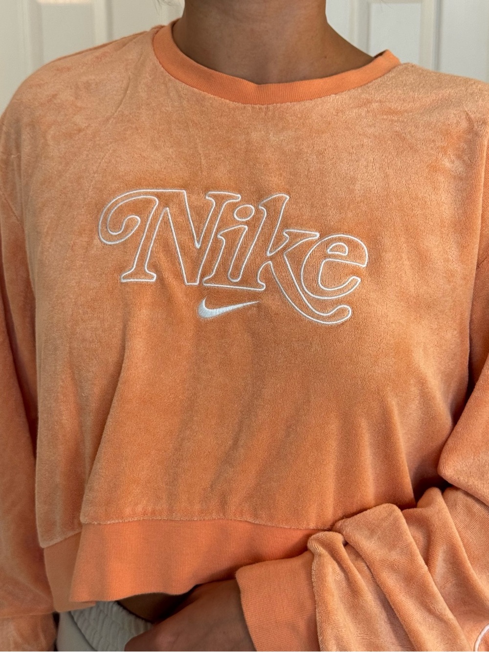 Nike Retro Peach Terry Cropped Crew Neck Sweatshirt
